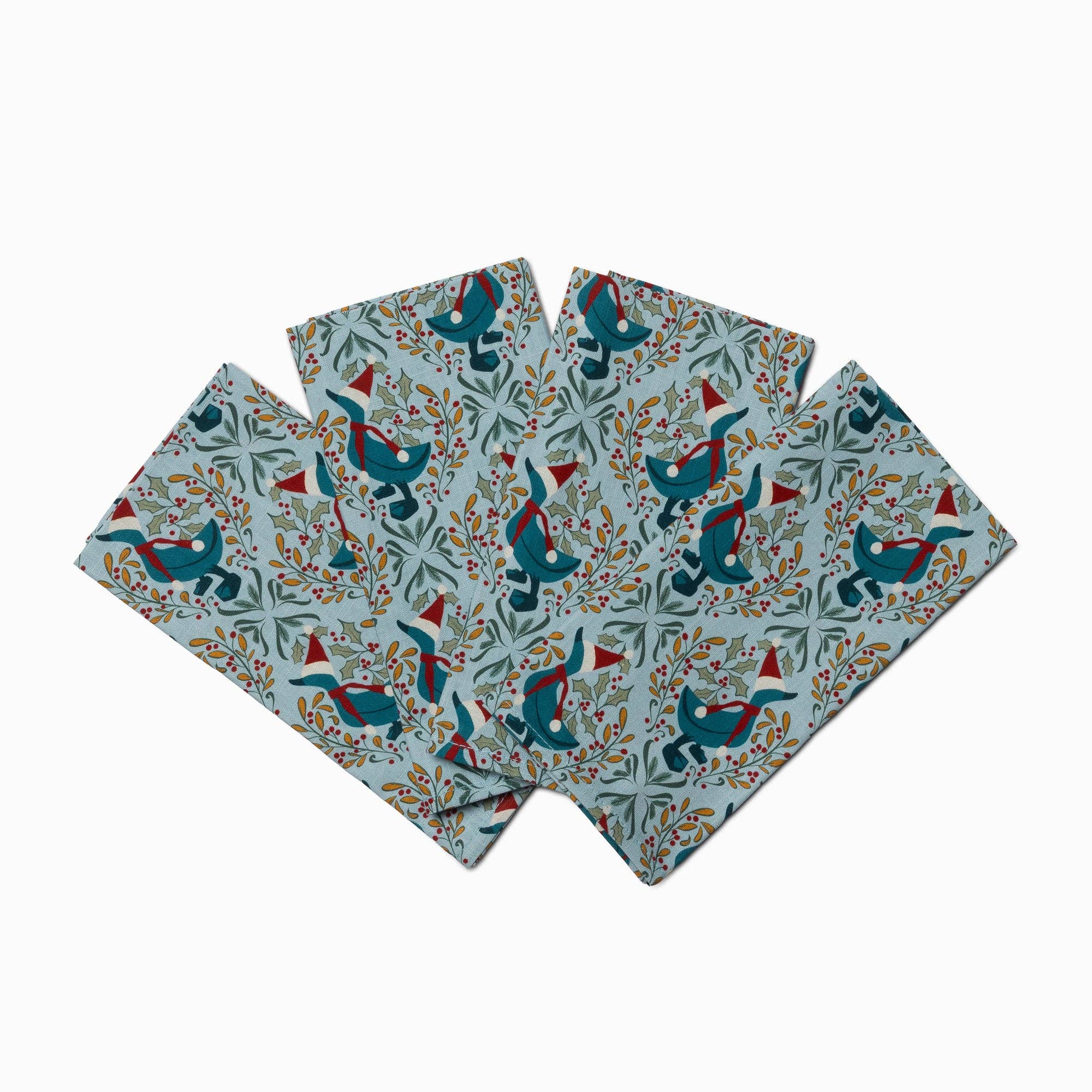 New Wing Studio - Wholesale Dinner & Cloth Napkin - Everyday / Luncheon Napkins, Set of 4 | Duck the Halls1