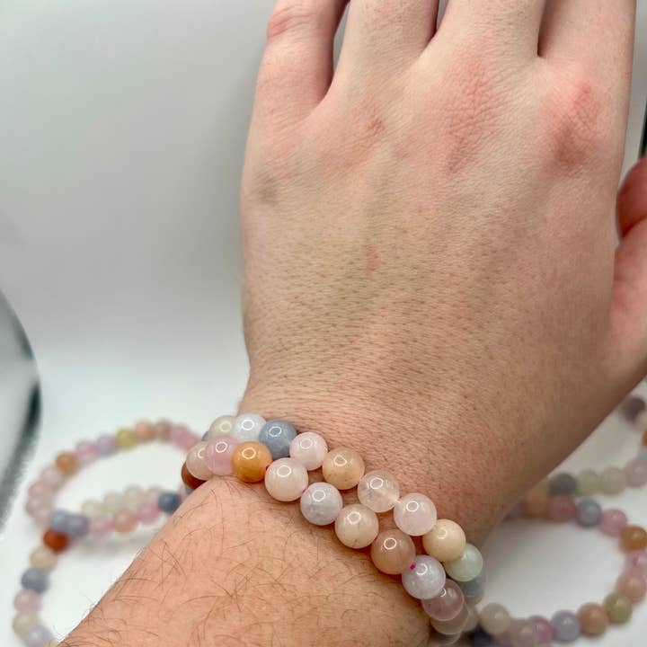 Oils and Auras - Wholesale Beaded Bracelet - Morganite Crystal Bracelet - 8mm Bead0
