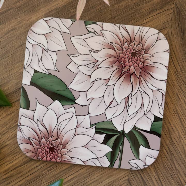Cafe Au Lait Dahlia Coaster for wholesale by Hayley Jade Design Studio