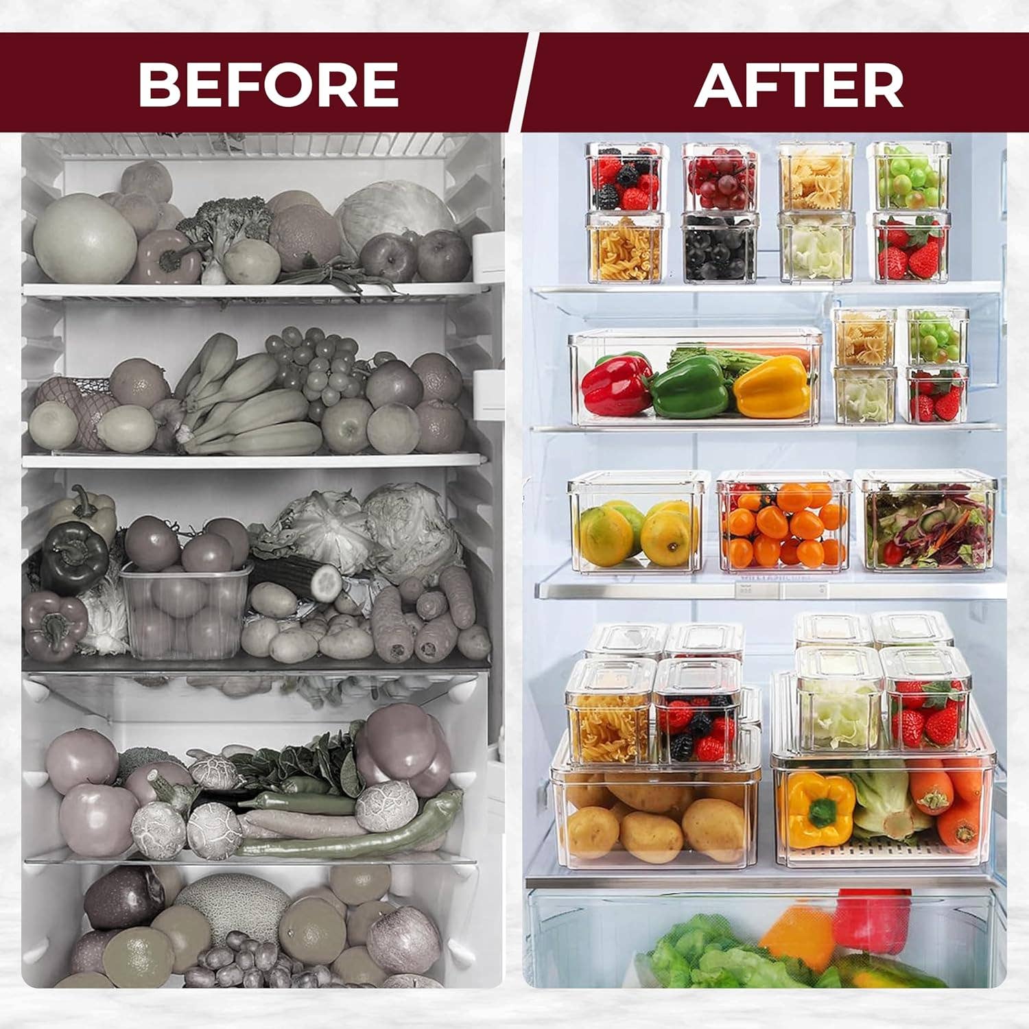 MEHIAZ – wholesale Kitchen storage/organiser – Fridge Organizer, Stackable Refrigerator Organizer Bin 7pack6