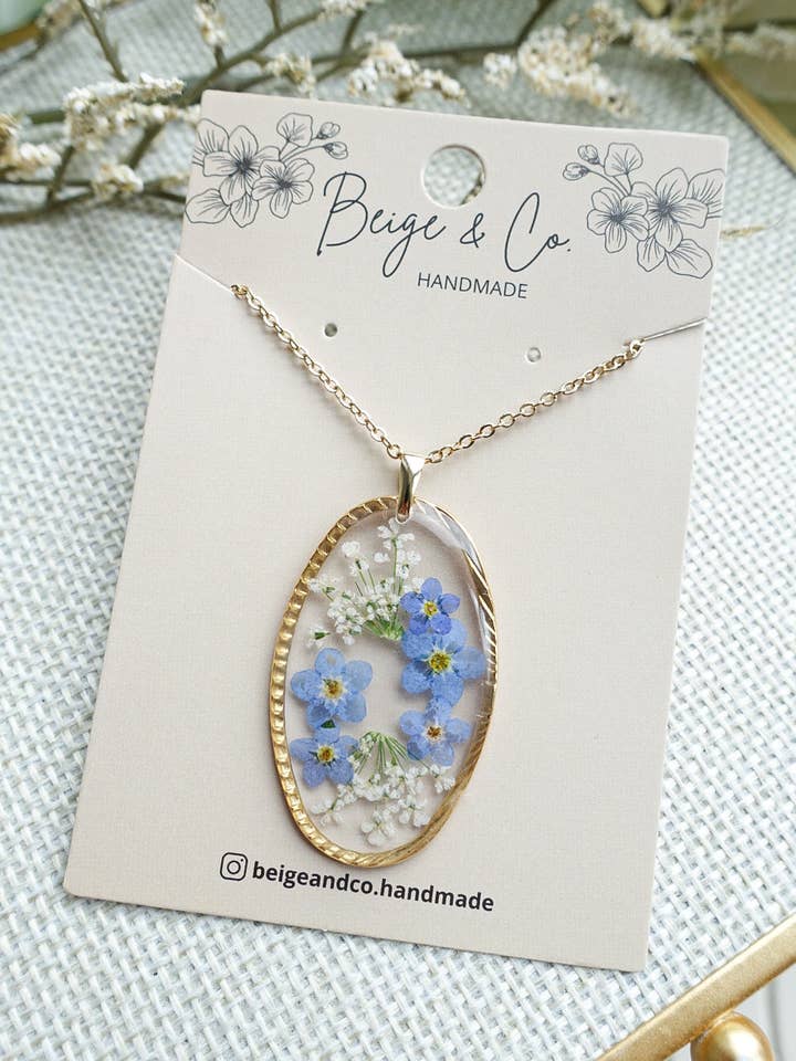 Forget Me Not Neclace for wholesale by Beige & Co. Handmade
