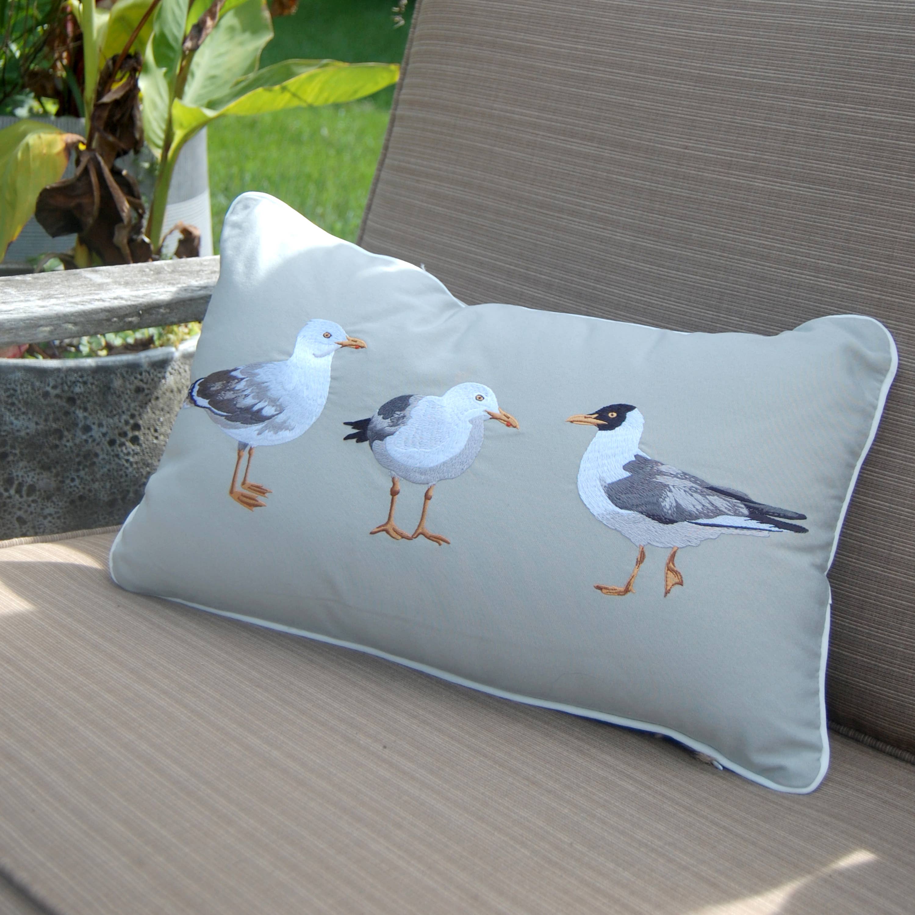 Rightside Design - Wholesale Lumbar Pillow - Seagull Flash Mob Indoor/Outdoor Throw Pillow2