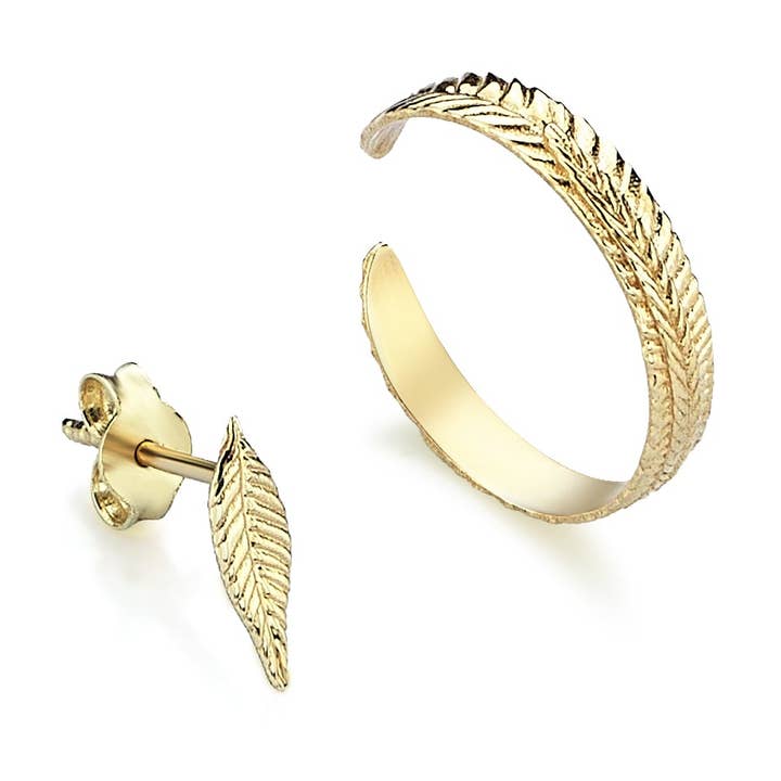 Genbrug af naturen Hoop, blad Stud og øre Cuff øreringe for engroshandel hos Meri Lou Jewelry