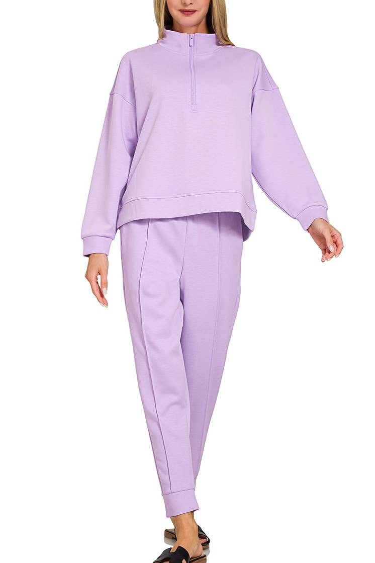 Vanilla Monkey - Wholesale Lounge Set - Women's - Scuba Half Zip Pullover And Jogger Set10