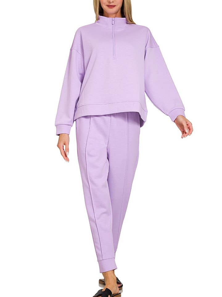 Vanilla Monkey - Wholesale Lounge Set - Women's - Scuba Half Zip Pullover And Jogger Set10