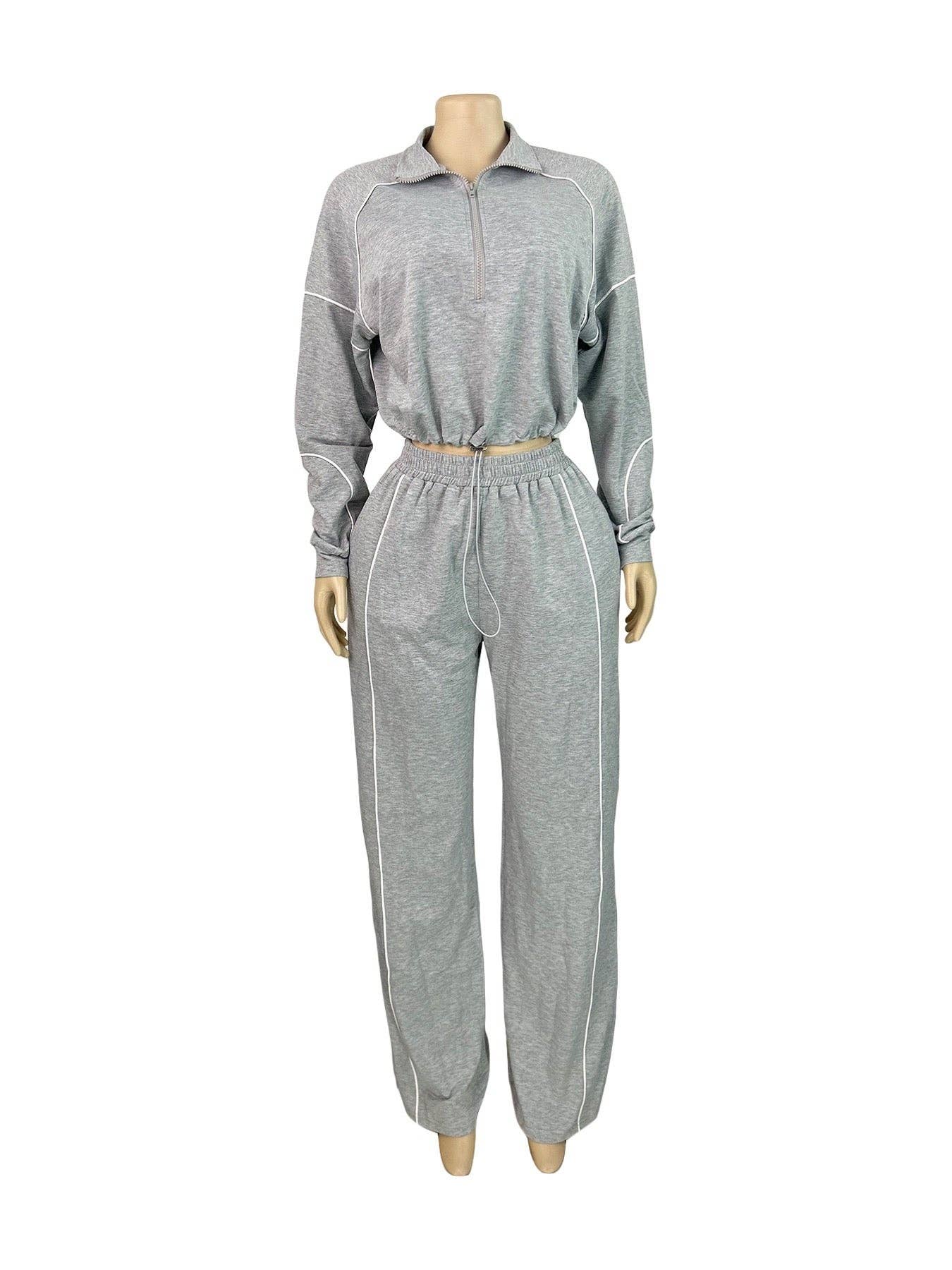 MB Fashion Wholesale - Wholesale Lounge Set - Women's - MB FASHION Half-Zip Relaxed Fit Lounge Set 50515