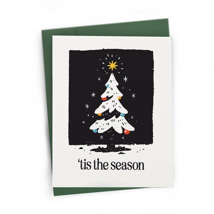 Petty Paper Studio - Wholesale Christmas Card - 'Tis the Season' Christmas Tree - A2 Holiday Greeting Card0