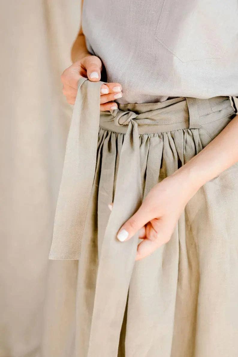 Velvety - Wholesale Skirt - Women's - Grey Pleaded Linen Skirt by Soelis3