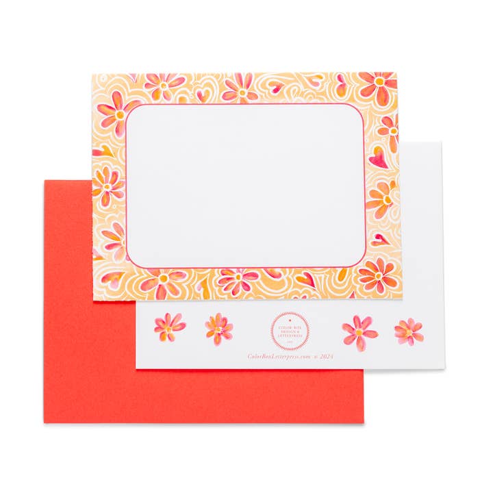 70s Flower | Everyday Flat Notes for wholesale by Color Box Design & Letterpress