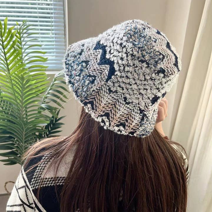 NINEXIS - Wholesale Bucket Hat - Women's - CWAH2213_ETHNIC RETRO COLOR MATCHING KNITTED BUCKET HAT12