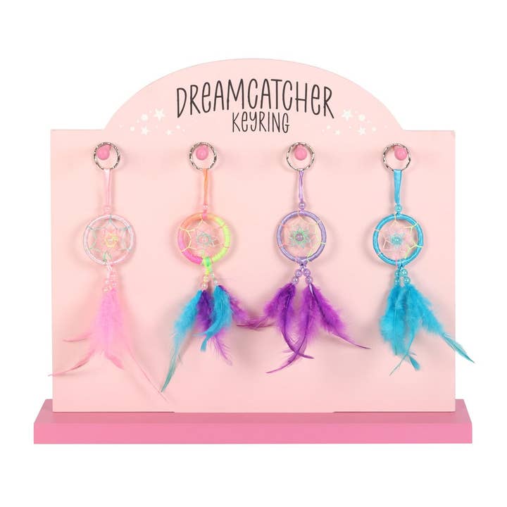 Set med 32 Mini Pastell Dreamcatchers på displayen för wholesale av Something Different Wholesale