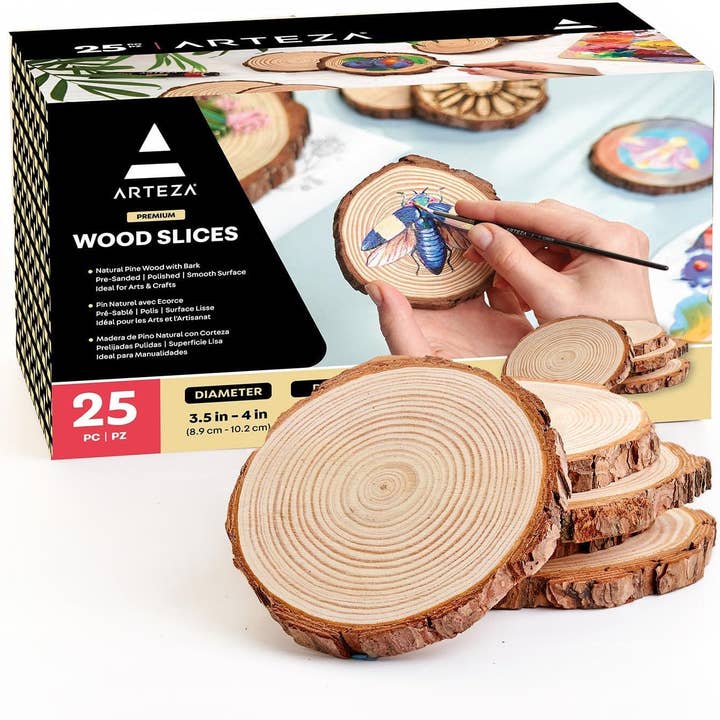 Plaid Crafts - Wholesale Blank Canvas - Arteza® Medium Wood Slices Set, 25 pc.0