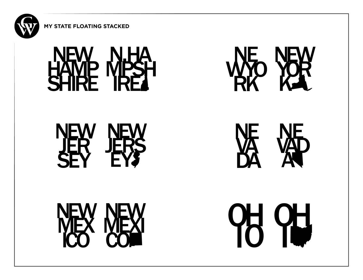 Grainwell - Wholesale Sign - State Name Floating Stacked7