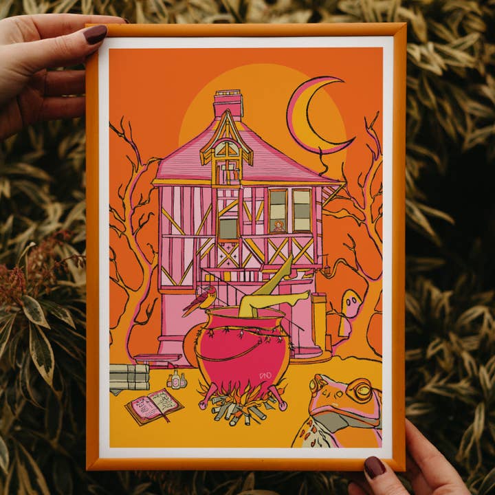 Lámina artística Witches Bath Time, impresión de Halloween para venta al por mayor de Freya Niamh