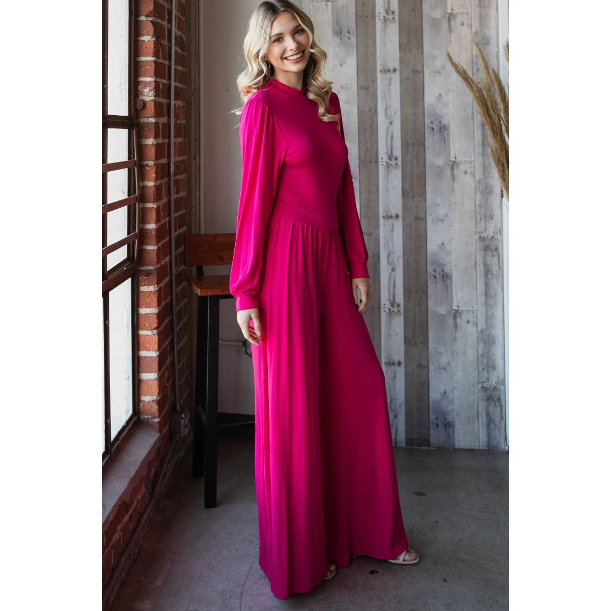 Veveret - Vente Combinaison – femme - P70590 - Combinaison à col montant et jambes larges2