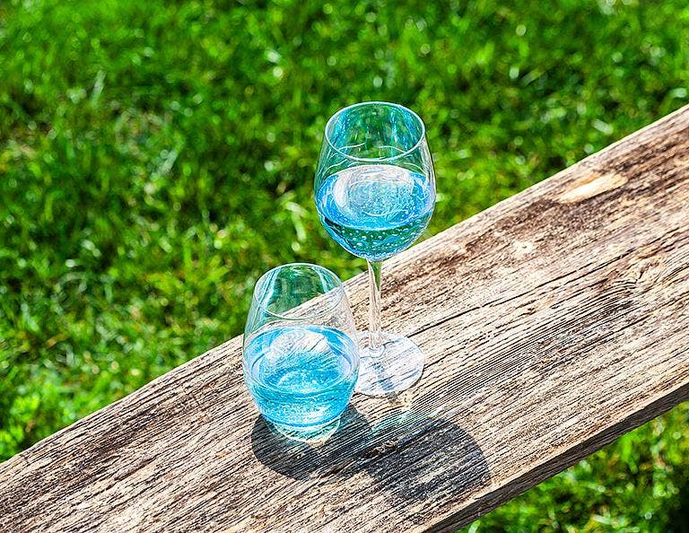 Abbott - Vente Verres à vin - Poisson Bleu/Transparent Verre Taillé10