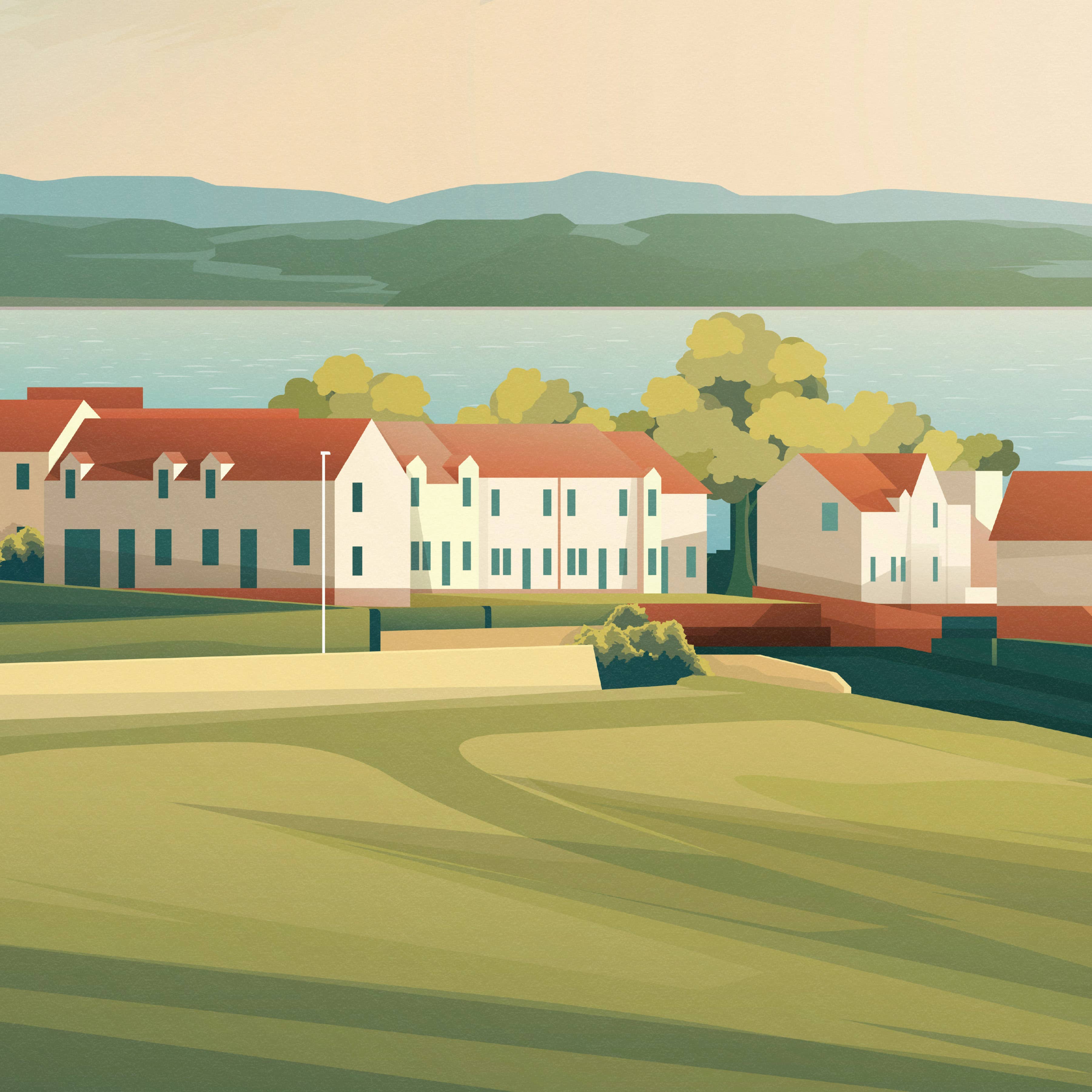 Printagonist - Wholesale Art Print - Bo'Ness Print, Scotland Travel Poster, Borrowstounness Illus2