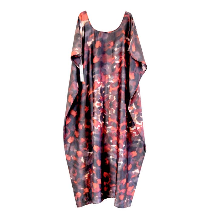 Red floral kaftan dress for wholesale by Olly & Arya