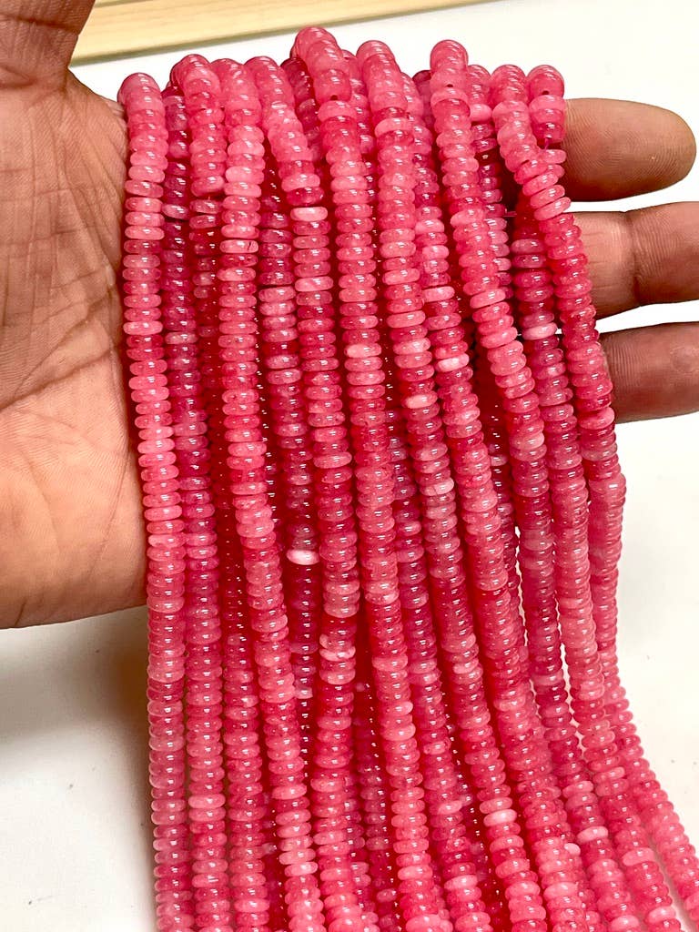 TRIVENI USA INC - Wholesale Beads - 6mm Cherry Quartz Gemstone Heishi Tire Beads Strands 1