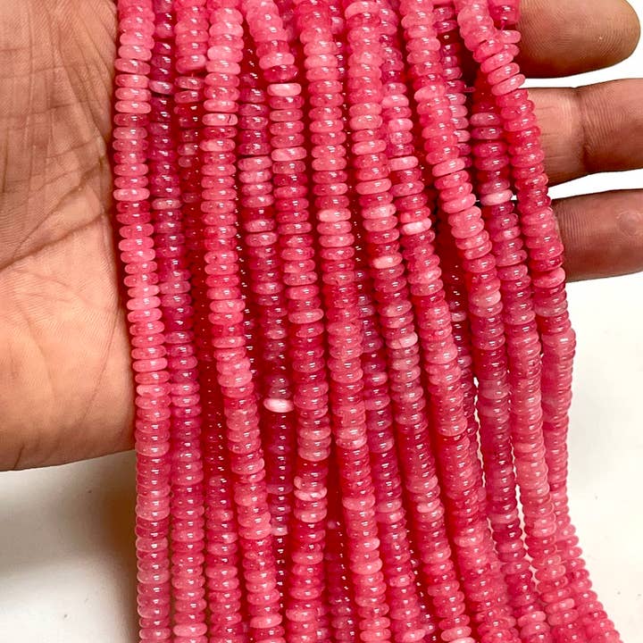 TRIVENI USA INC - Wholesale Beads - 6mm Cherry Quartz Gemstone Heishi Tire Beads Strands 1