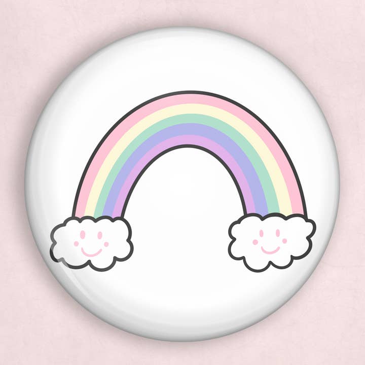 Épinglette arc-en-ciel Happy Pastel (1 pouce de diamètre) pour la vente par Caroline W Illustration