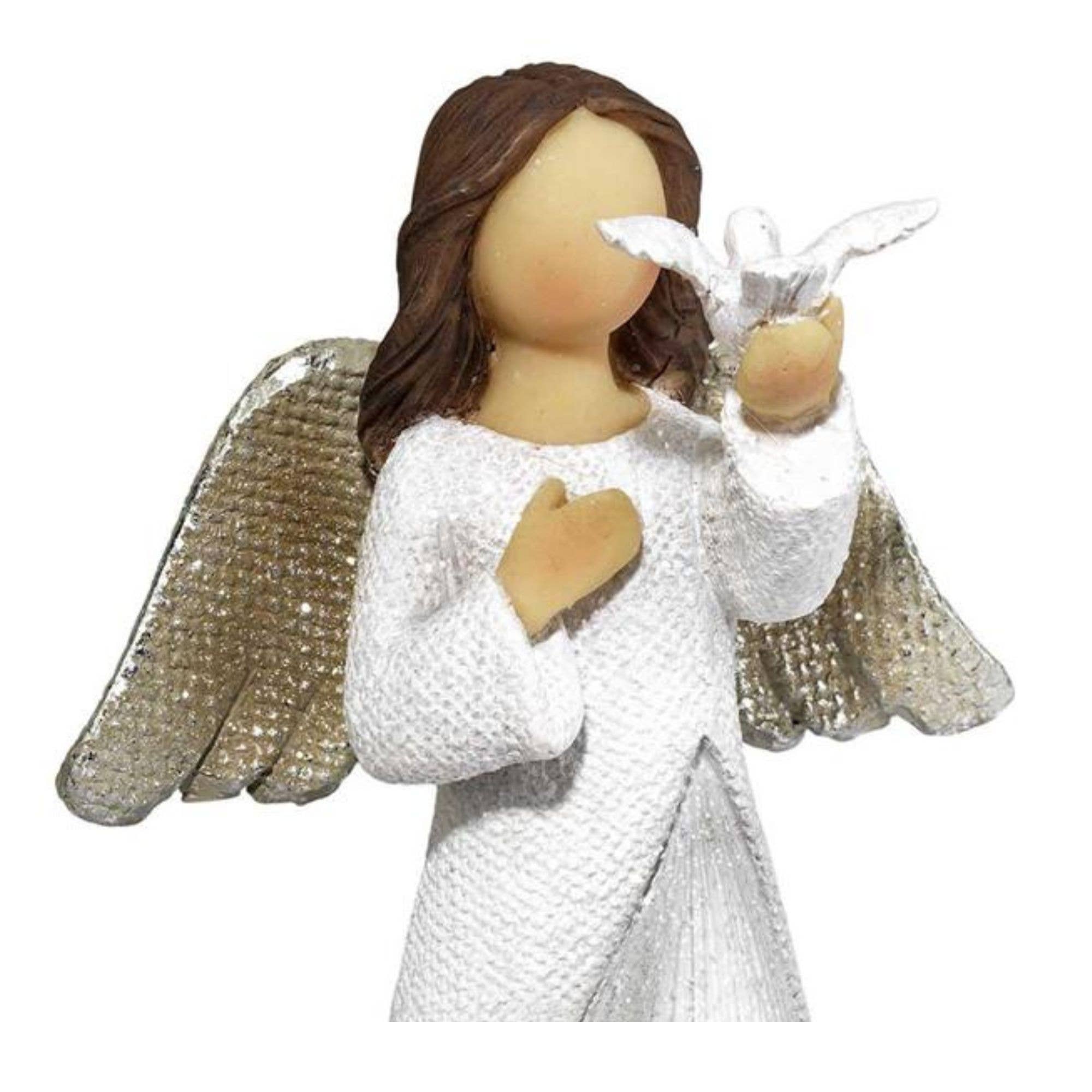 Magnolia – wholesale Decorative figurine – ANGEL WHITE WITH DOVE GLITTER1