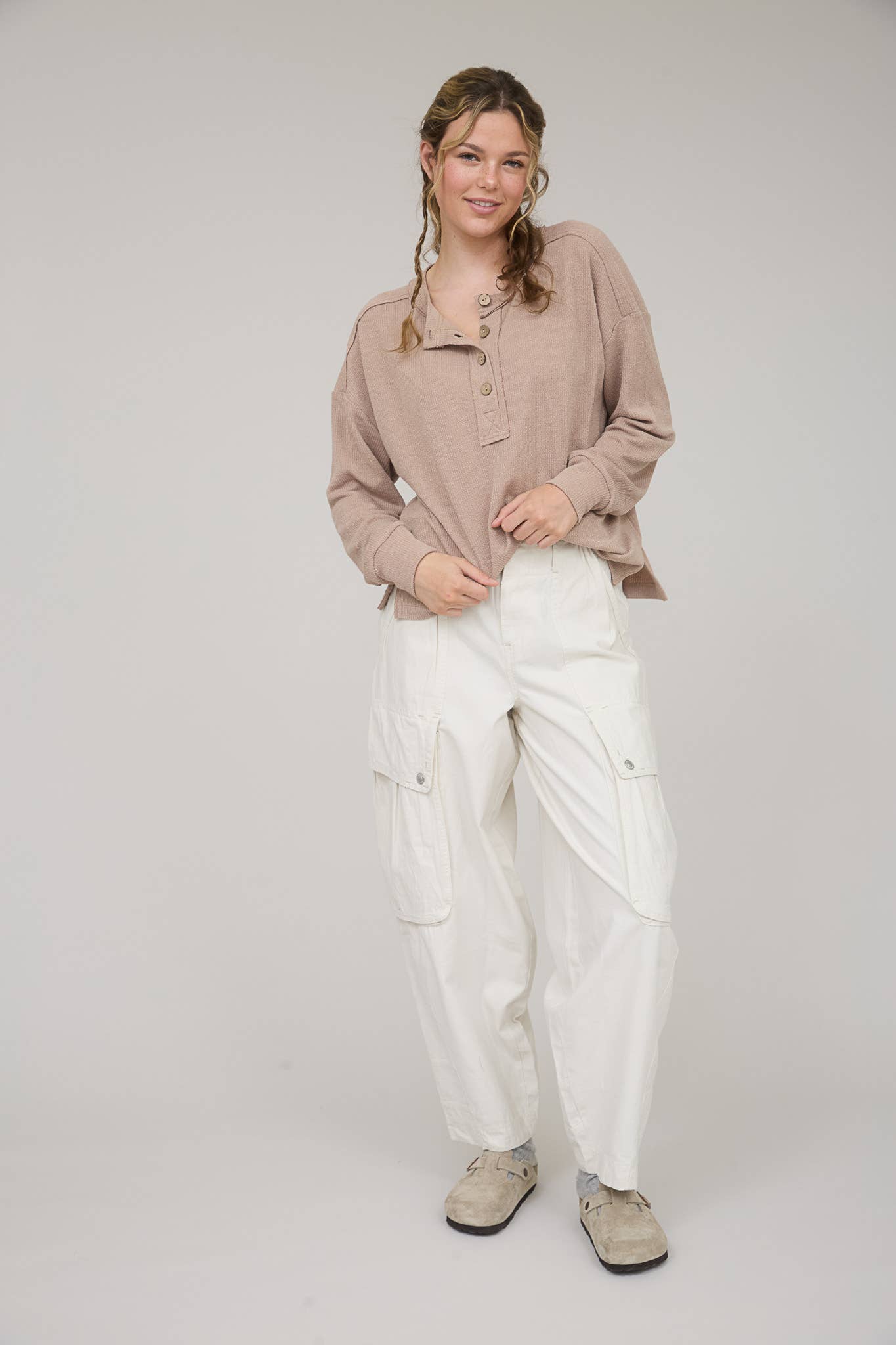 Blu Pepper - Wholesale Knit Top - Women's - RIBBED HENLEY LONG SLEEVE KNIT TOP12