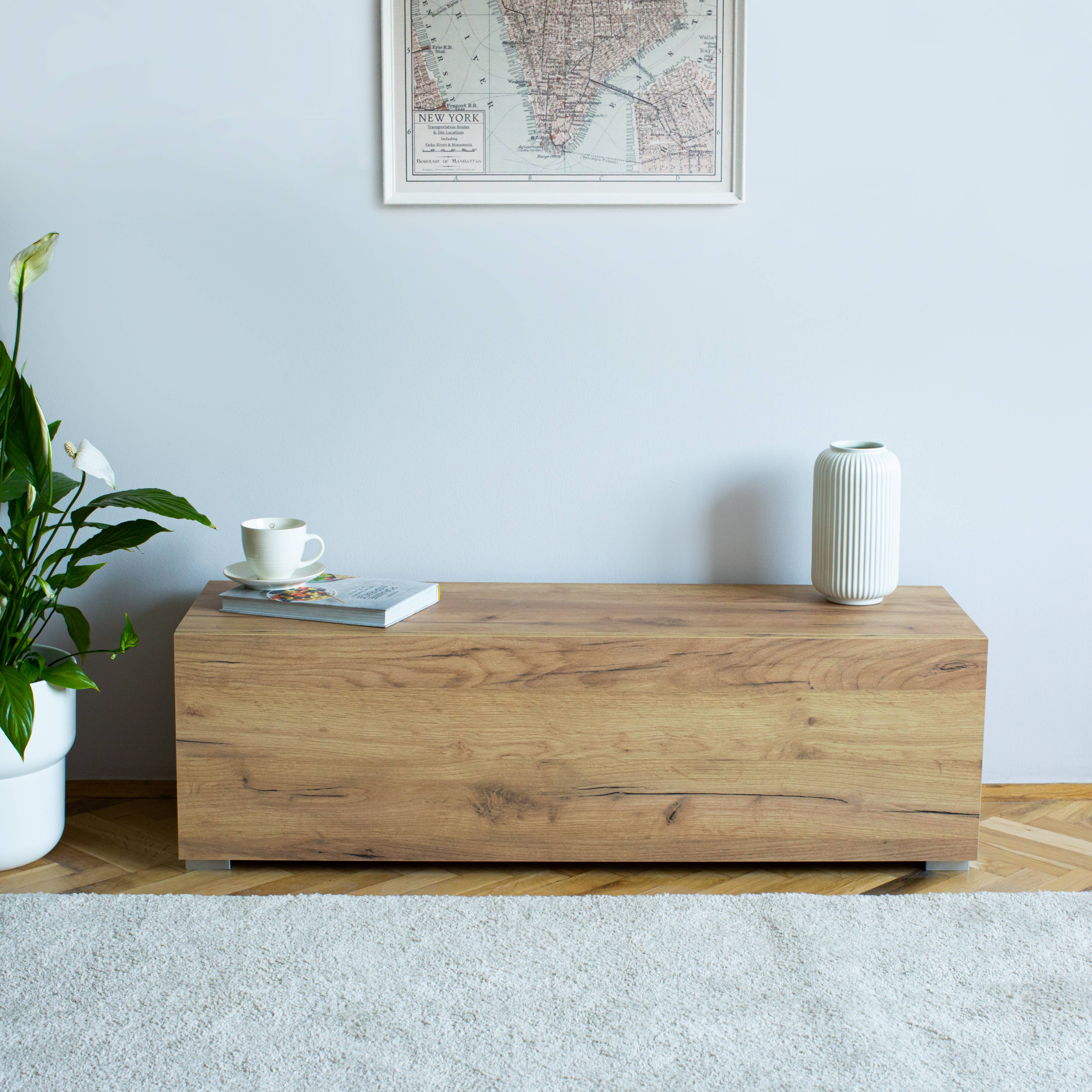 PLATAN ROOM - Wholesale Console Table - TV Cabinet TV Stand 105 cm Hanging or Standing Oak Gold8