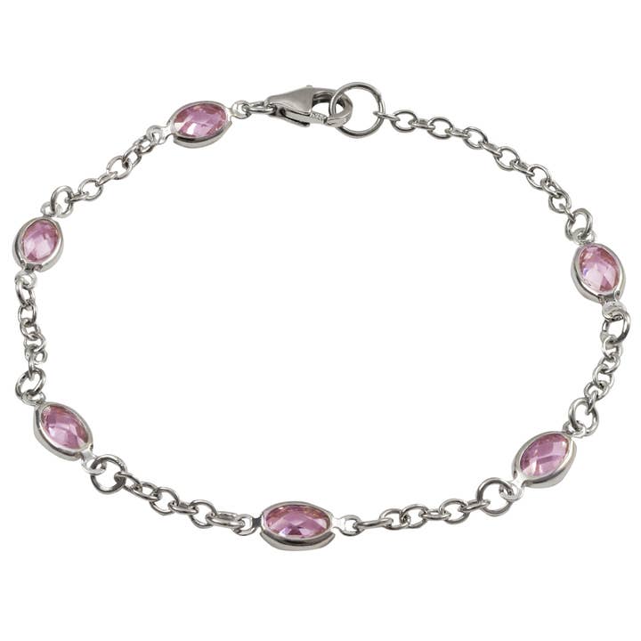 Rosafarbenes CZ-Armband aus Sterlingsilber für den Großhandel von Dlux Jewels