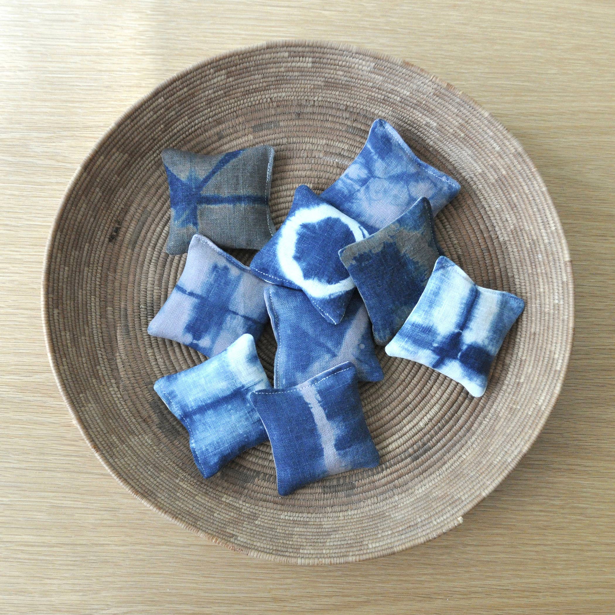Gray Green Goods - Wholesale Sachet - Shibori Indigo Upcycled Linen Lavender Sachet2