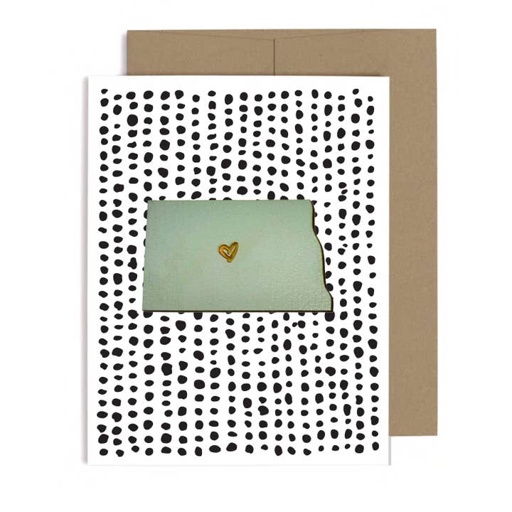 Aimant cœur du Dakota du Nord avec carte pour la vente par SnowMade