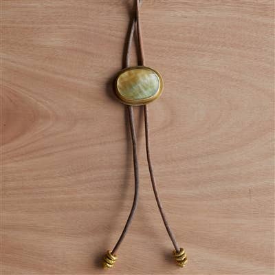 HomArt - Wholesale Necktie - Men's - Aspen Bolo Tie - Oval, Brass, Mother of Pearl - Light1