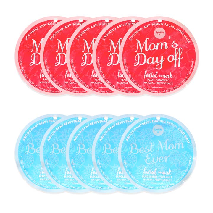 My Spa Life - Wholesale Skincare Face Mask - Mother's Day Rejuvenating & Soothing Facial Mask -10 Pk