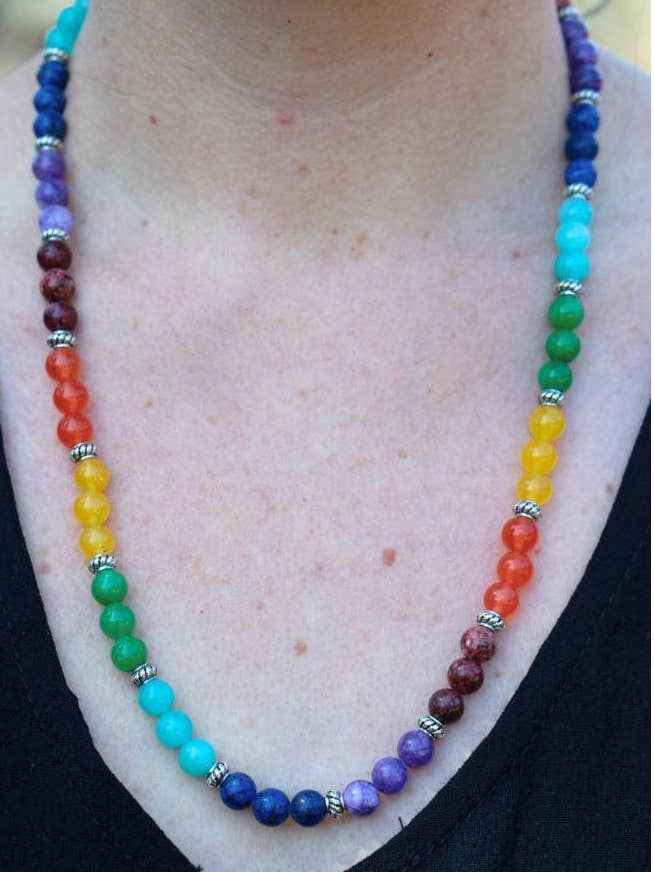 Genuine stone chakra necklace for wholesale by Ganesh Himal Trading