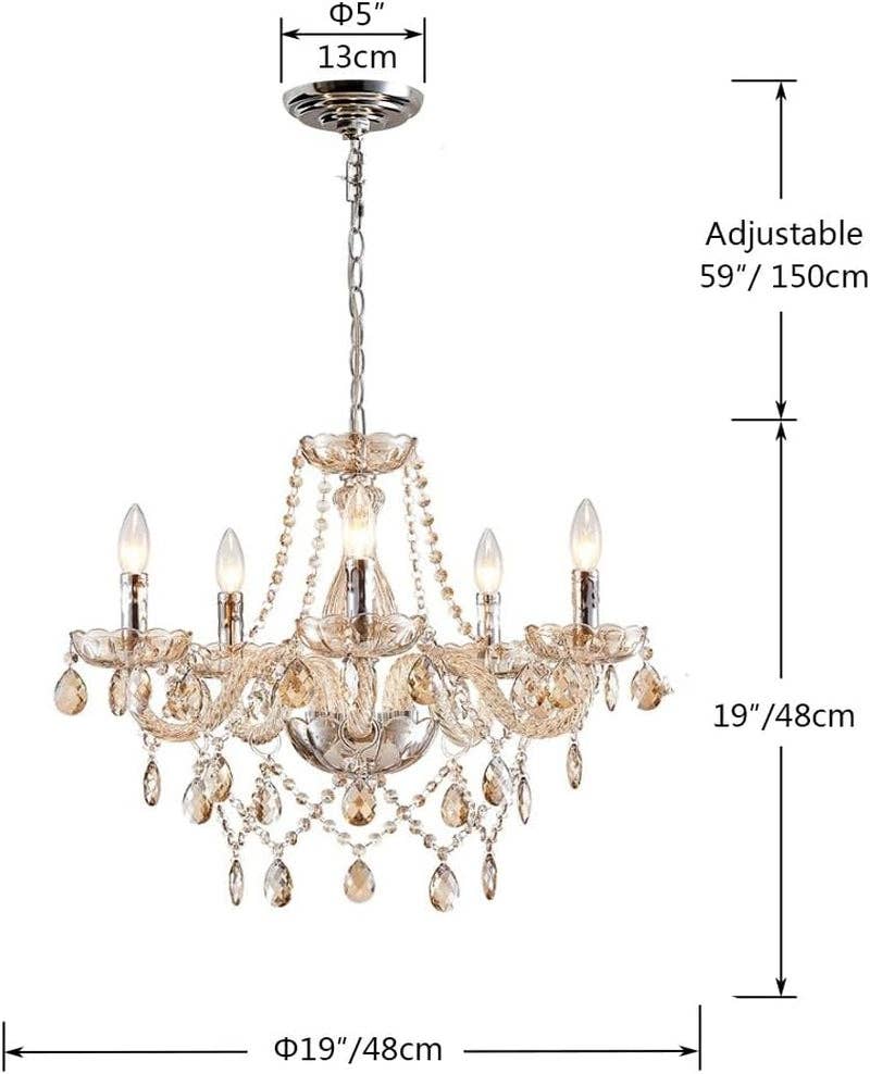 Saint Mossi 5 Light Modern K9 Crystal Chandelier for Dining Room, Pendant Ceiling Lighting Fixture for Bedroom, Living Room, Champagne Crystal for wholesale on Faire3