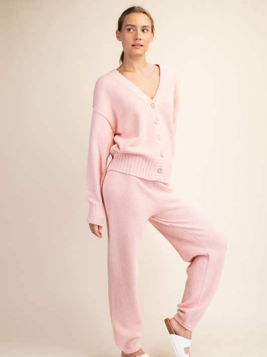 Sunday Morning - Wholesale Lounge Set - Women's - SET270037 SOFT KNIT OVERSIZED CARDI SWEATER SET1