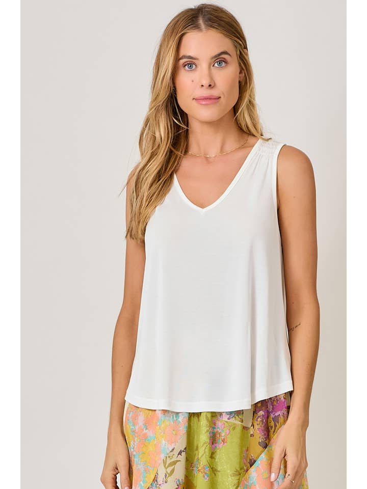 Mystree - Venta al por mayor Camiseta sin mangas - Mujer - 61036 Camiseta de Tirantes con Hombros Fruncidos de Cupro Modal36