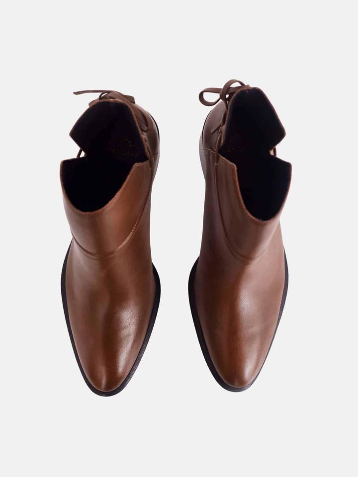 Mangará Atelier - Wholesale Booties - Women's - Brown Leather Ankle Boots Attalea – Women’s Block Heel Booties8
