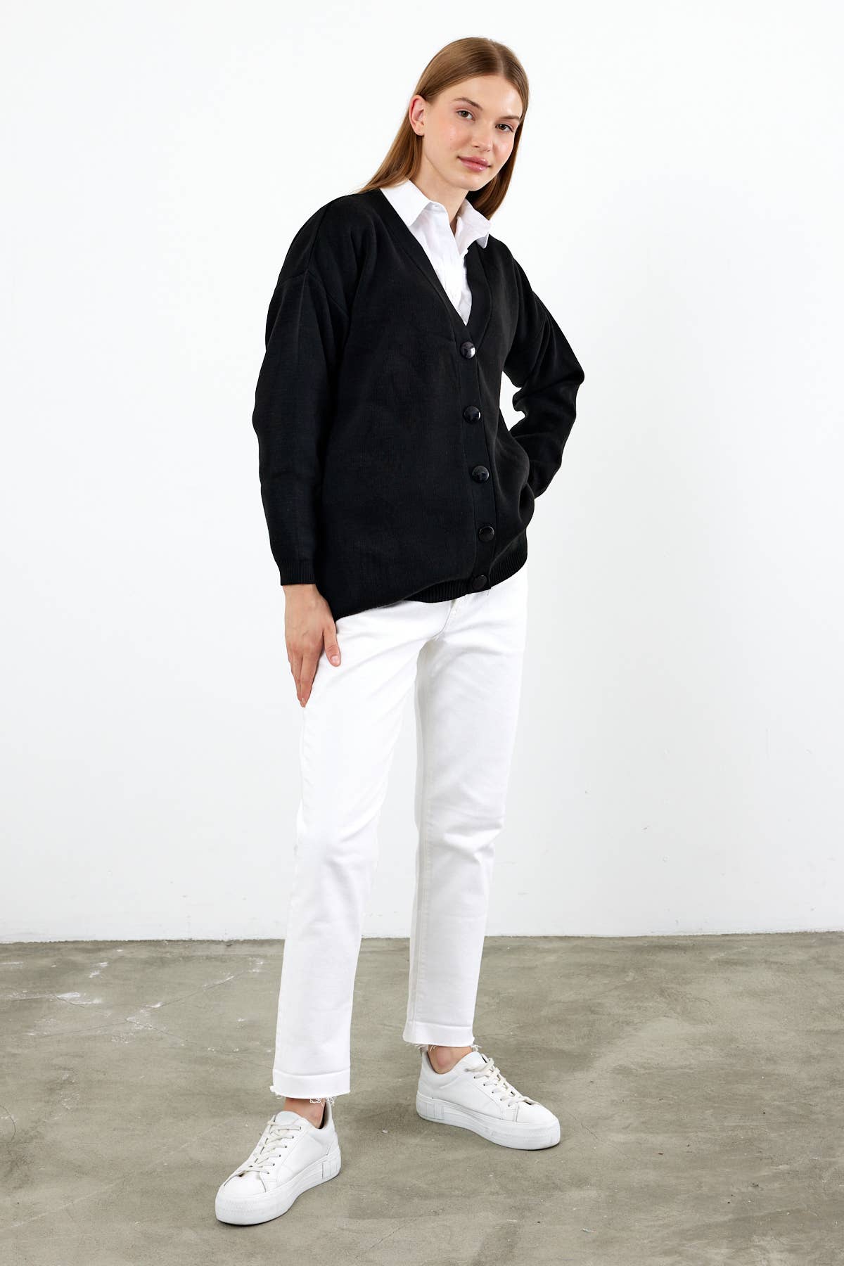 VAV NEW YORK - Wholesale Cardigan - Women's - Women's Solid Color Mid-Length Knit Cardigan Oversized Solid17