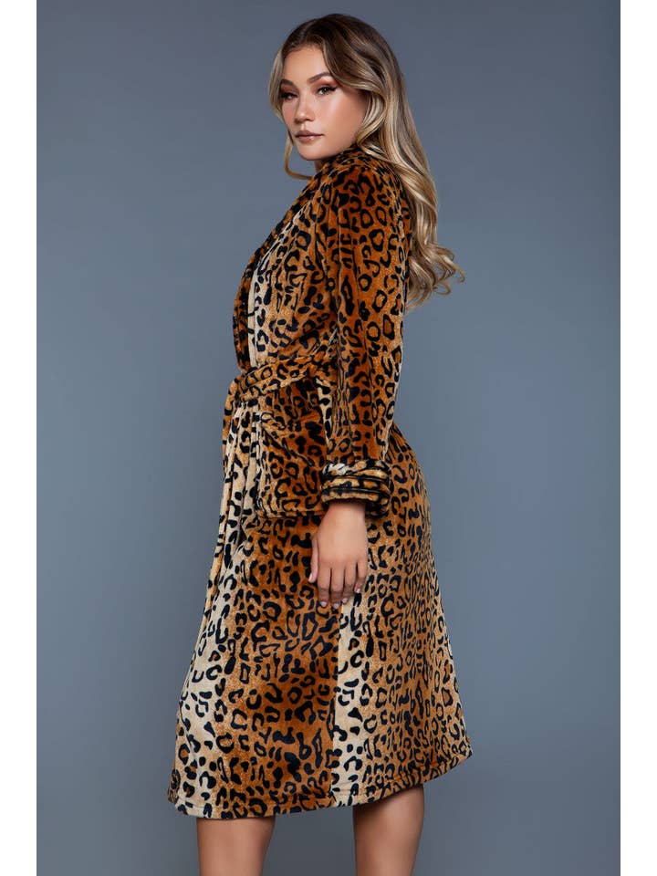 LEO 2071 Leopard Plush Robe for wholesale on Faire