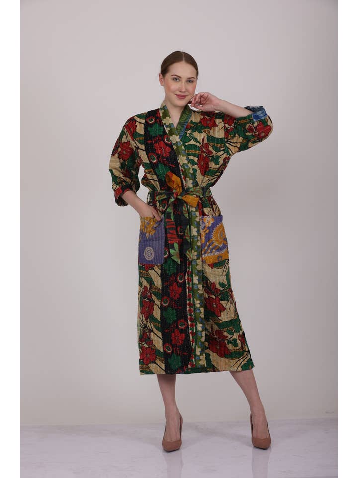 Wevez - Wholesale Robe - Women's - Wholesale Lot Printed Vintage Kantha Jacket Robe for Women 2