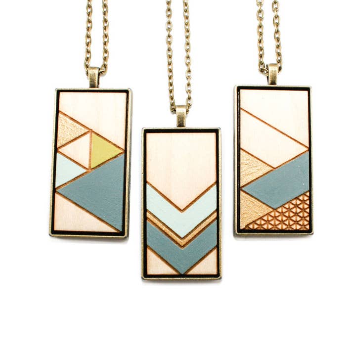 Large Painted Pendant - Aqua And Slate for wholesale by Once Again Sam