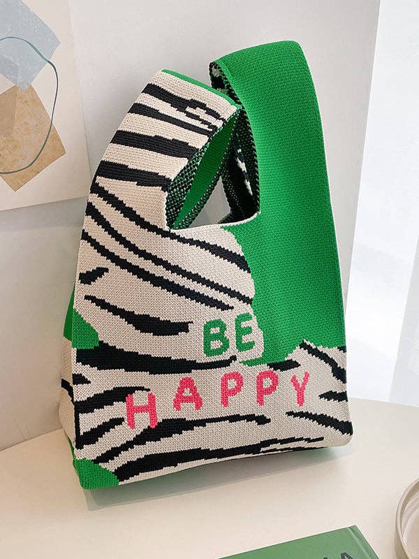 VividLux – wholesale Tote bag – Women's – Letter Print Zebra-Stripe Bags Woven Handbag0
