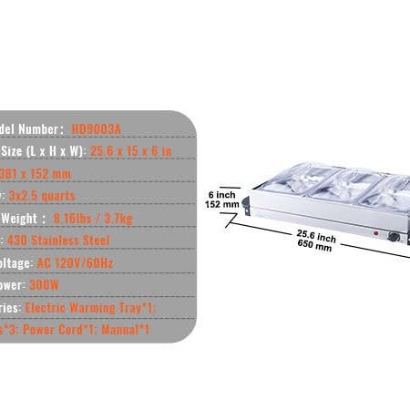 BlakOutlet - Wholesale Kitchen Appliance - Electric Buffet Server & Food Warmer, 25.6" x 15"6