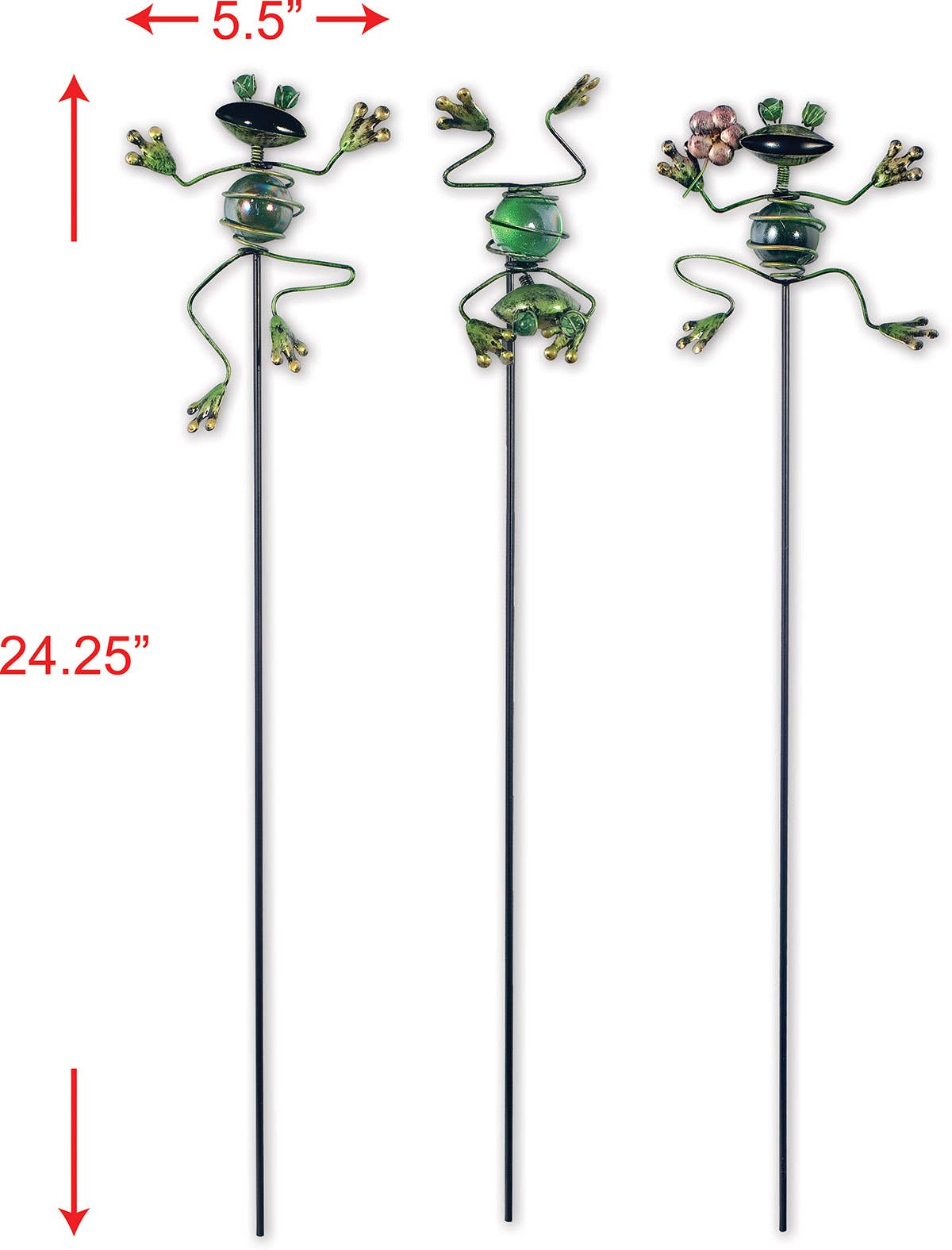 Sunset Vista Designs – wholesale Garden/lawn stake – Frog Plant Pick 3 Asst2
