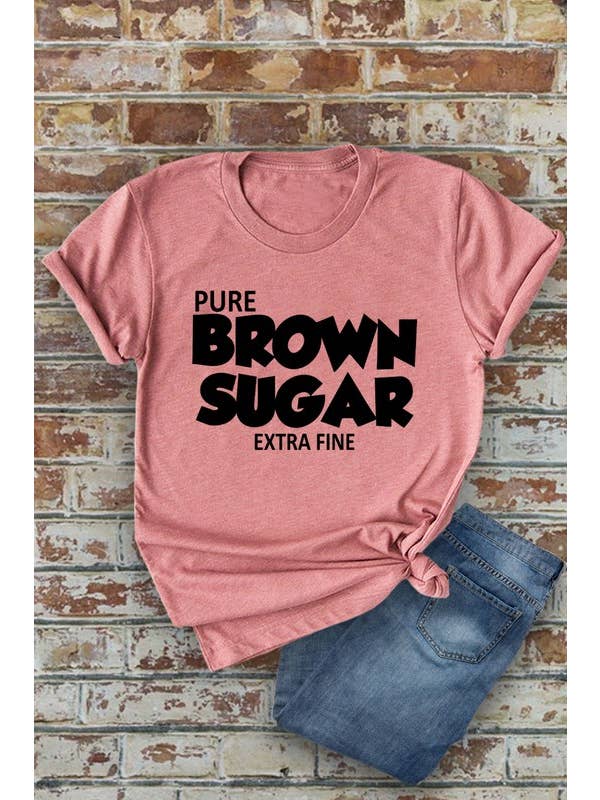 Top Avenue – T-shirt estampada - Mulher por atacado – Camiseta Pure Brown Sugar Extra Fino, Unissexo de gola curta6