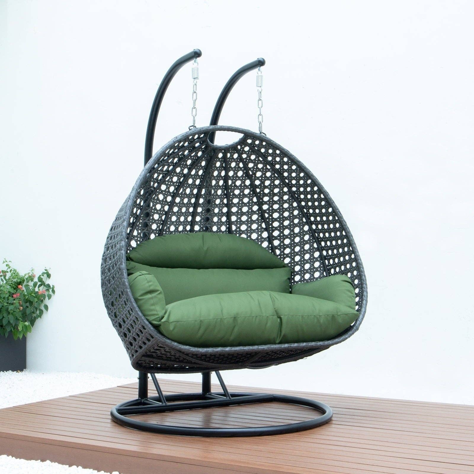 LeisureMod - Wholesale Egg Chair - Modern Charcoal Wicker Hanging Double Seater Egg Swing Chair48