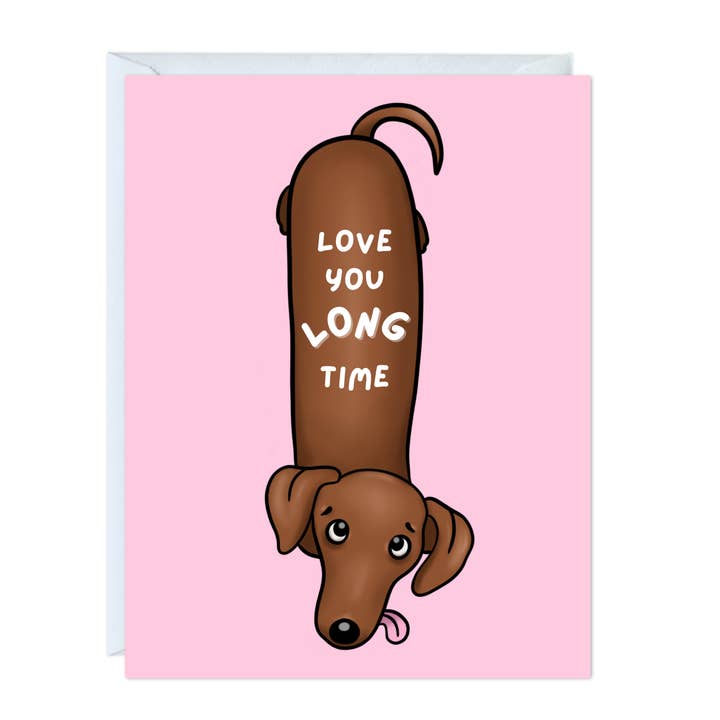 Cute Dachshund Anniversary Card (Love You Long Time) for wholesale by ALY LOU®