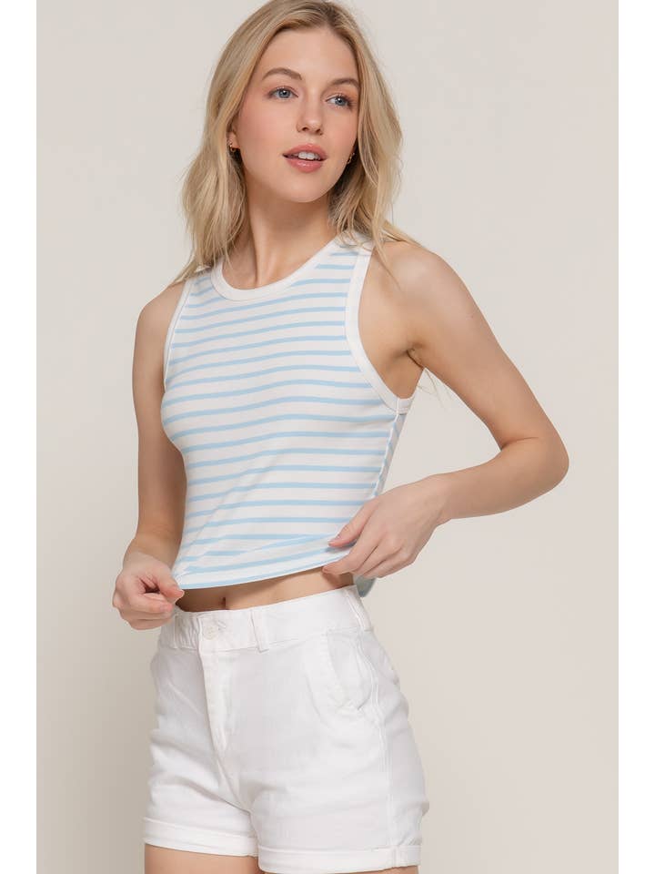 Active Basic | Active USA - Wholesale Tank Top - Women's - Sleeveless Round Neck Stripe Cotton Rib Knit Top12