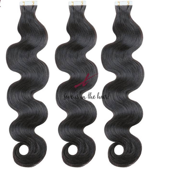 Natural Color B Body Wave | Tape In Human Hair Extensions | Brazilian Virgin for wholesale on Faire